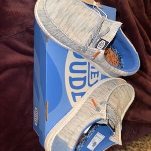 Hey Dude Kids Wally Linen Casual Shoe in Natural Blue